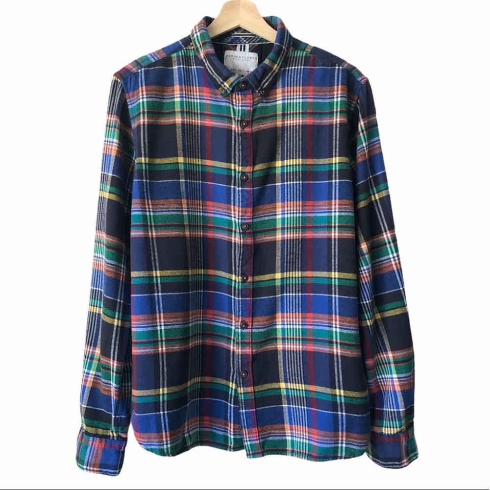 Denim & Flower Multicolour Plaid Flannel Shirt L